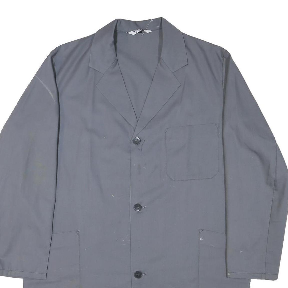 SPILAG Mens Grey Workwear Button Jacket L Cotton Blend Plain Casual