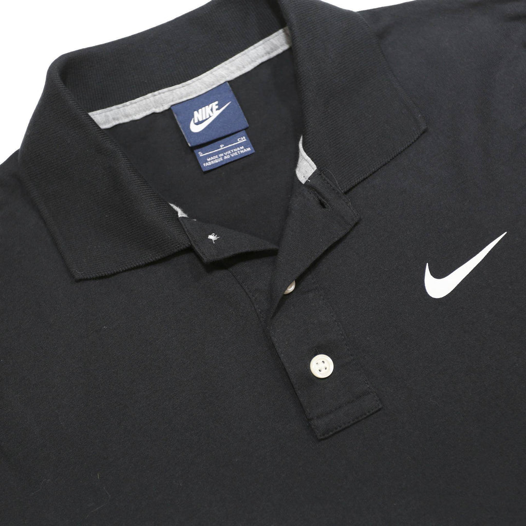 NIKE Mens Black Short Sleeve Plain S Polo Shirt Cotton Casual Classic