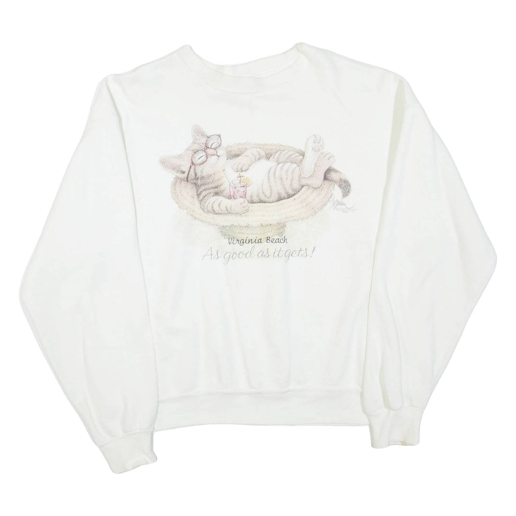 OCEAN FASHIONS Virginia Beach Womens Sweatshirt White Crew Neck USA L