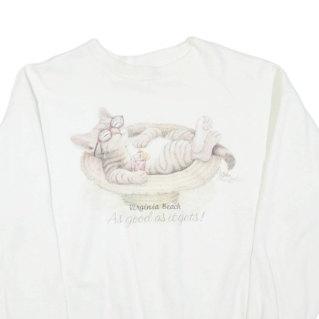 OCEAN FASHIONS Virginia Beach Womens Sweatshirt White Crew Neck USA L