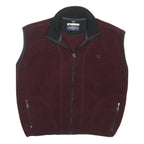 CHAMPION Mens Maroon & Black Fleece Sleeveless Zip Jacket L Cotton Blend Casual