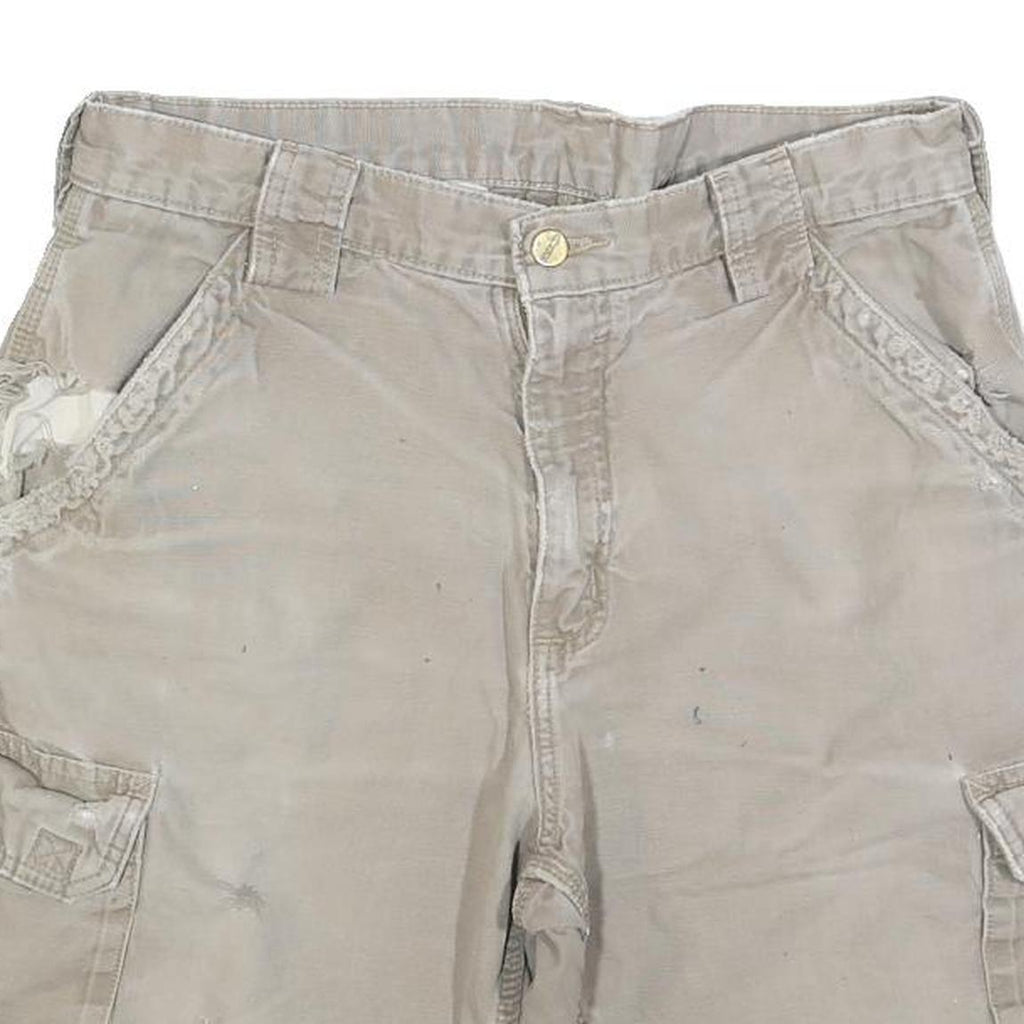 CARHARTT Mens Beige Cargo Cotton Blend Shorts M W32 Durable Workwear