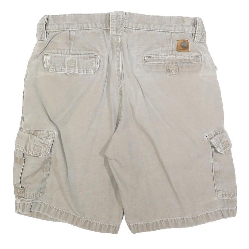 CARHARTT Mens Beige Cargo Cotton Blend Shorts M W32 Durable Workwear