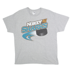 GILDEN Mens Grey Nobody But The Sharks Graphic T-Shirt L Short Sleeve Crew Neck