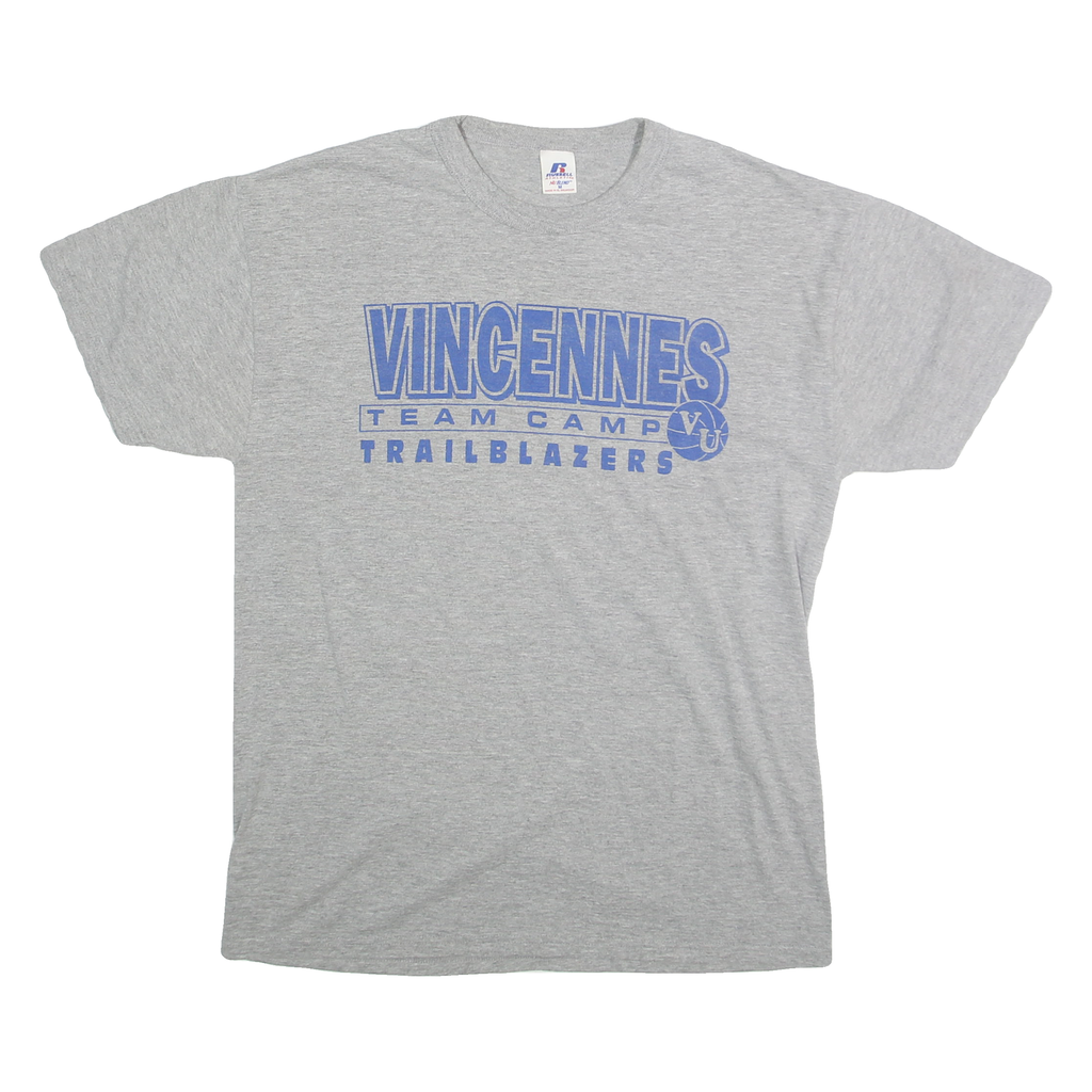 RUSSELL ATHLETIC Mens Grey Vincennes Trailblazers Graphic T-Shirt M Short Sleeve