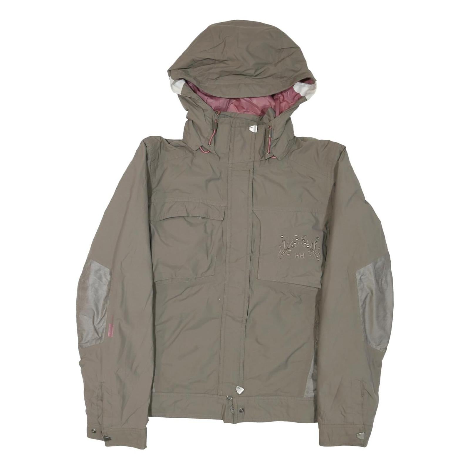 HELLY HANSEN Womens Beige Jacket M Polyester Blend Plain Zip Hooded Outdoor