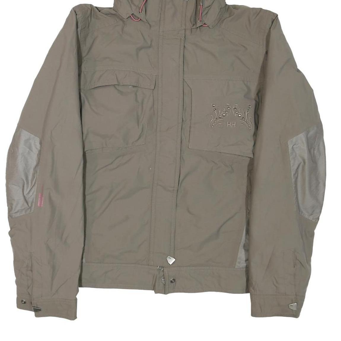 HELLY HANSEN Womens Beige Jacket M Polyester Blend Plain Zip Hooded Outdoor