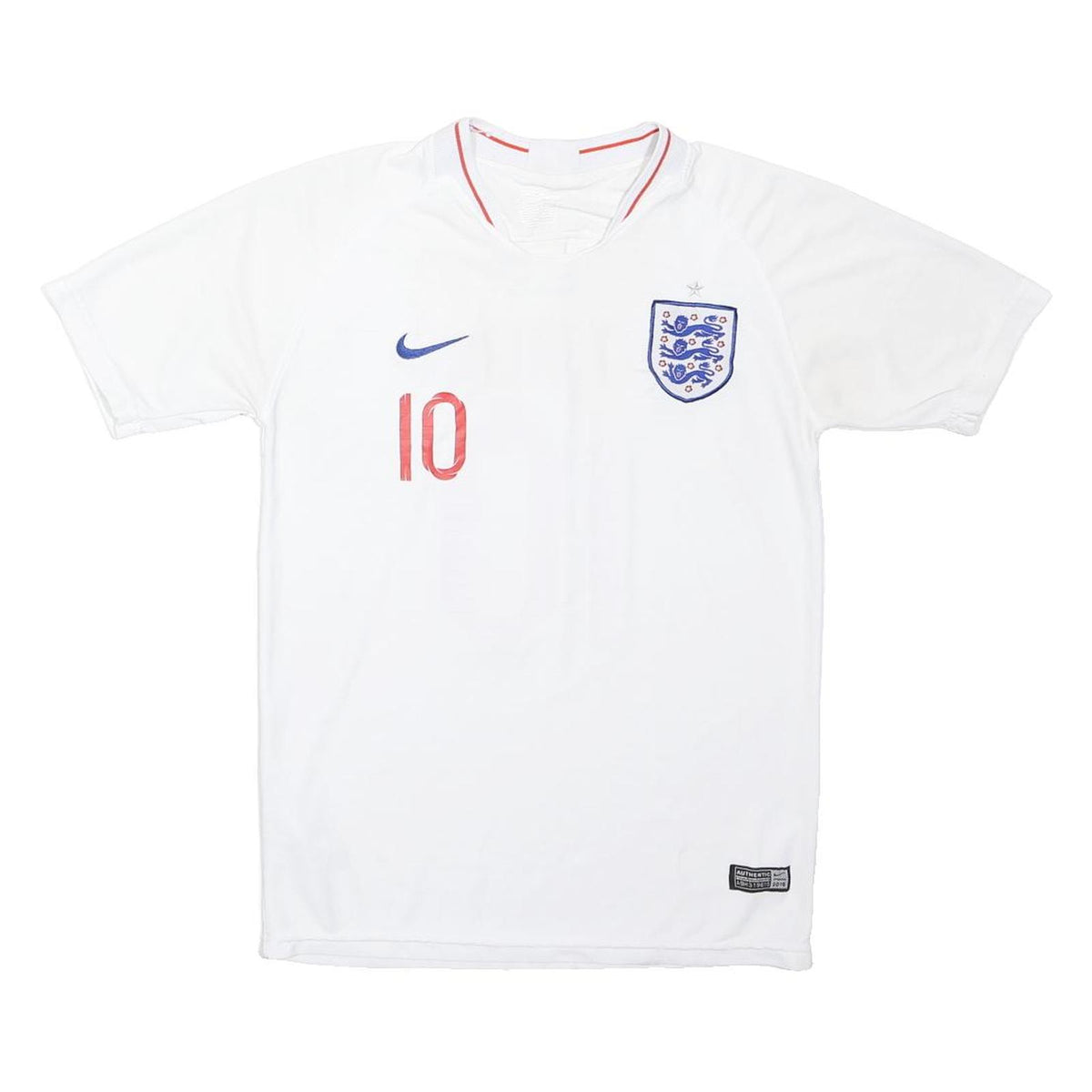 NIKE Boys White England Sterling 14Y Short Sleeve V-Neck Football Shirt