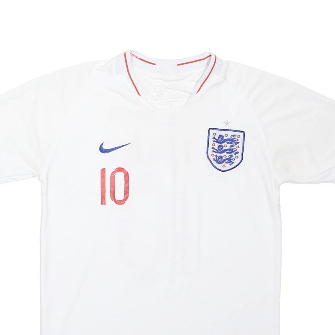 NIKE Boys White England Sterling 14Y Short Sleeve V-Neck Football Shirt