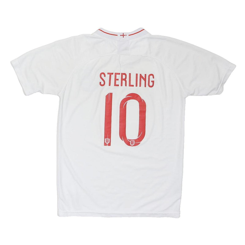 NIKE Boys White England Sterling 14Y Short Sleeve V-Neck Football Shirt