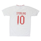 NIKE Boys White England Sterling 14Y Short Sleeve V-Neck Football Shirt