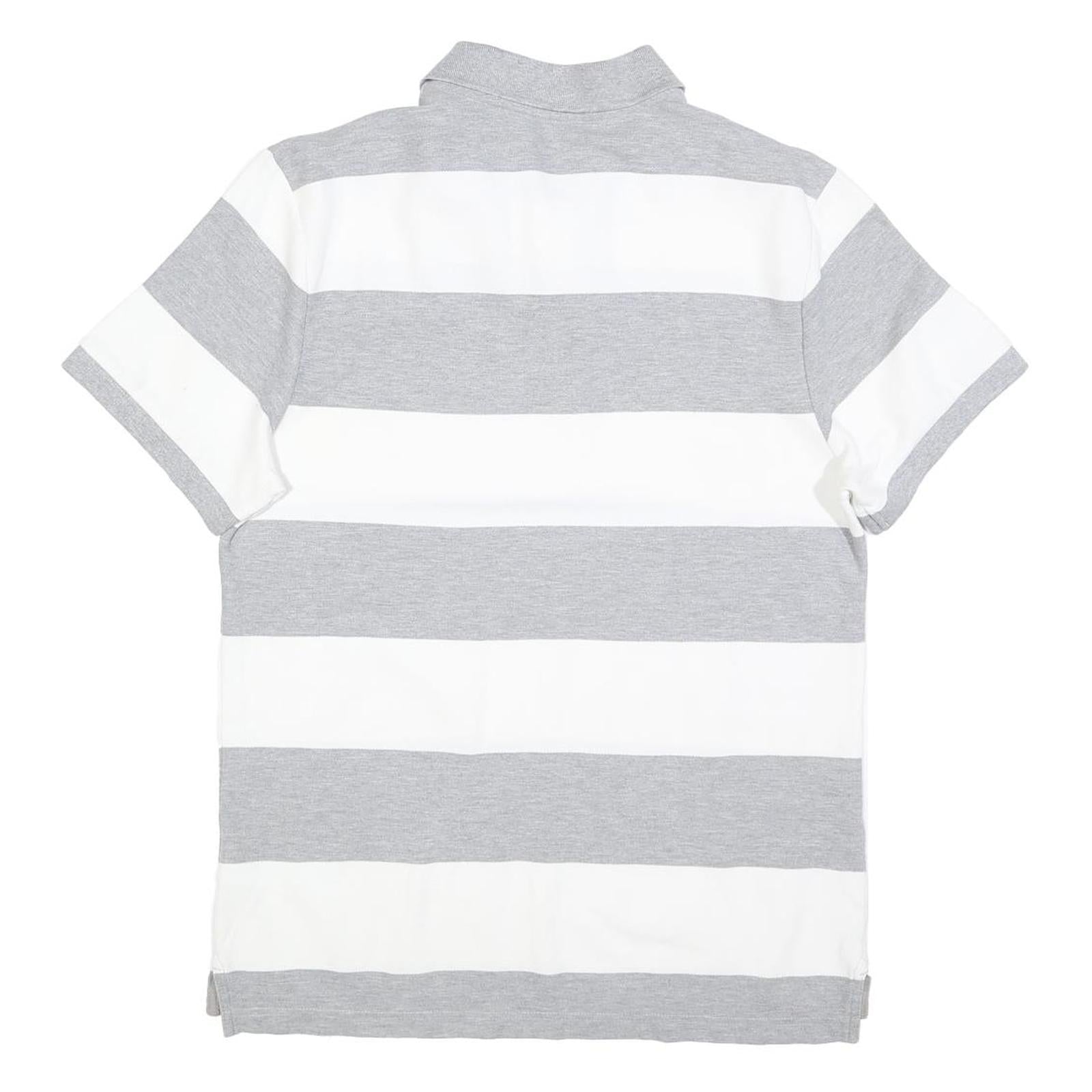 NIKE Mens Grey & White Striped Short Sleeve Cotton Polo Shirt L Classic Fit