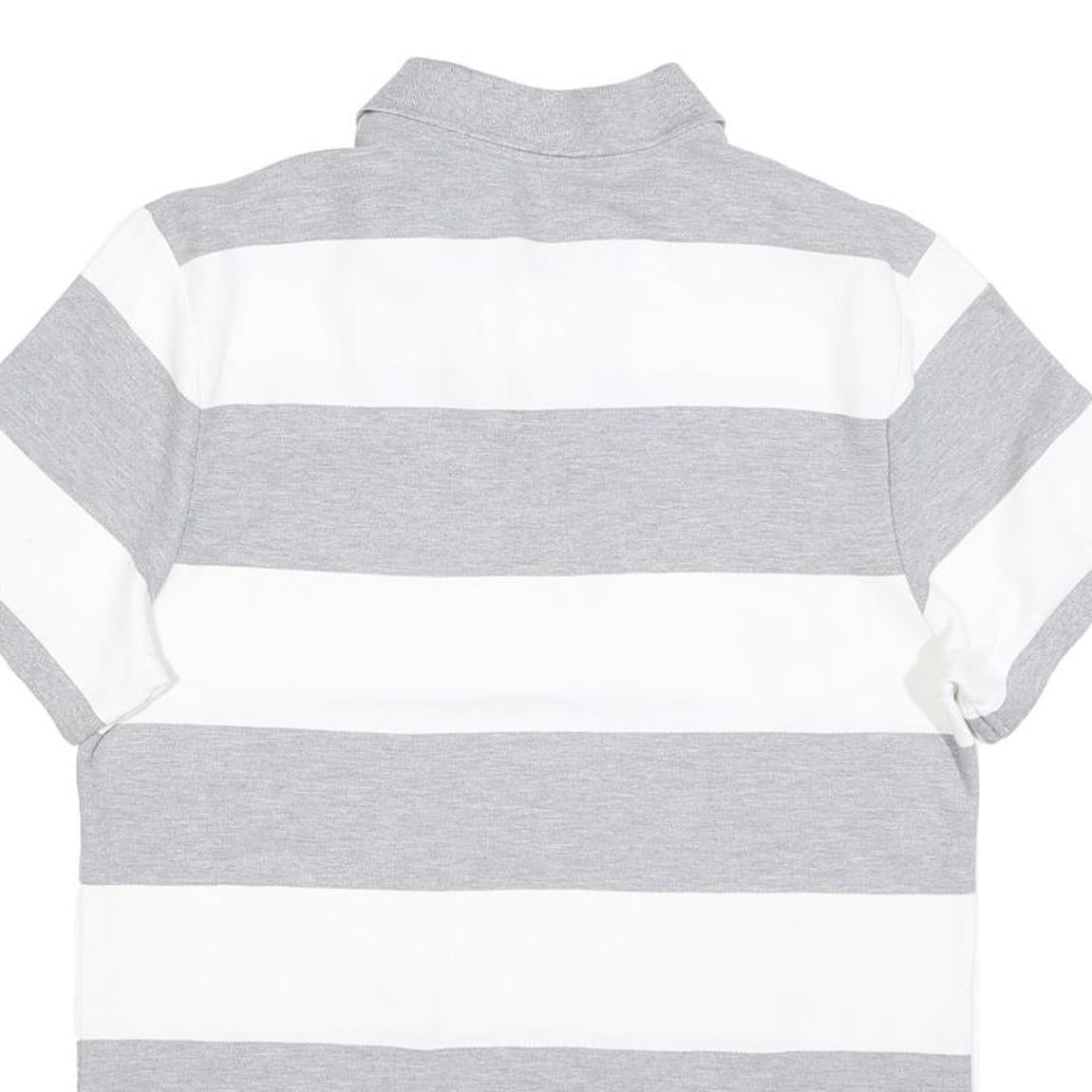 NIKE Mens Grey & White Striped Short Sleeve Cotton Polo Shirt L Classic Fit