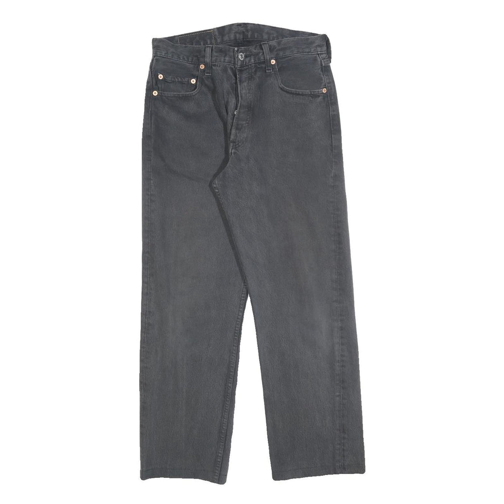 LEVI'S 501 Mens Jeans Black Regular Straight Denim Medium W31 L27 Classic Button