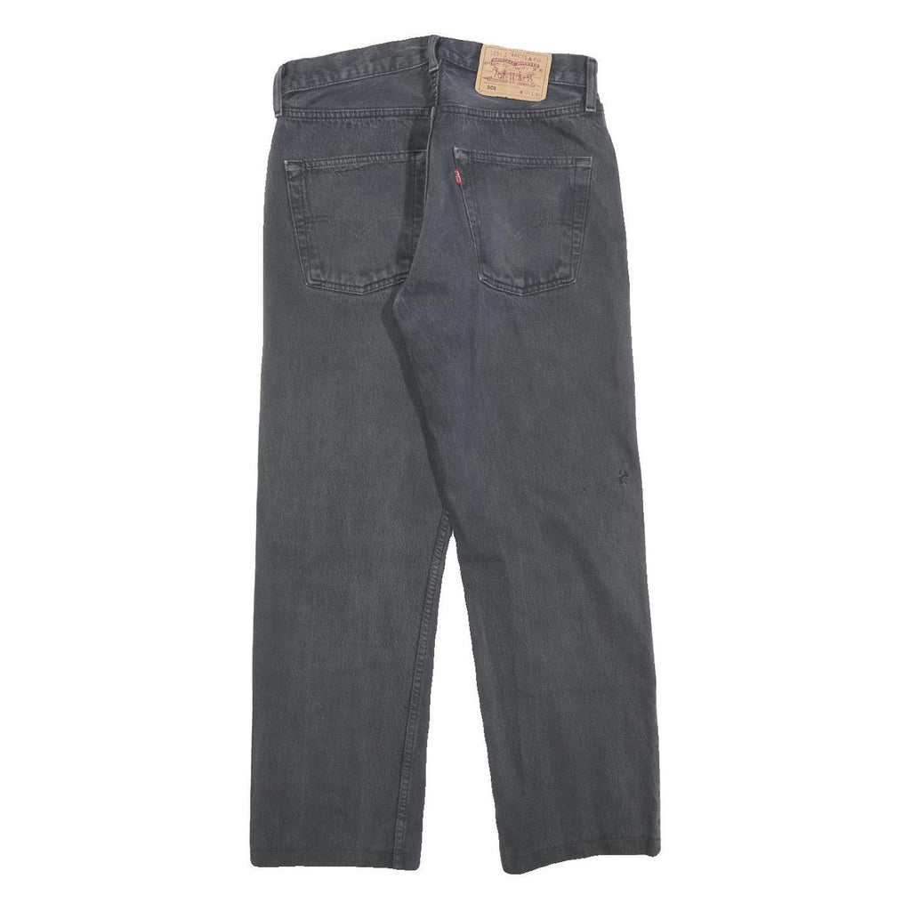 LEVI'S 501 Mens Jeans Black Regular Straight Denim Medium W31 L27 Classic Button