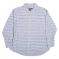 CHAPS Mens White & Blue Check Shirt XL Cotton Blend Long Sleeve Casual