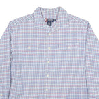 CHAPS Mens White & Blue Check Shirt XL Cotton Blend Long Sleeve Casual