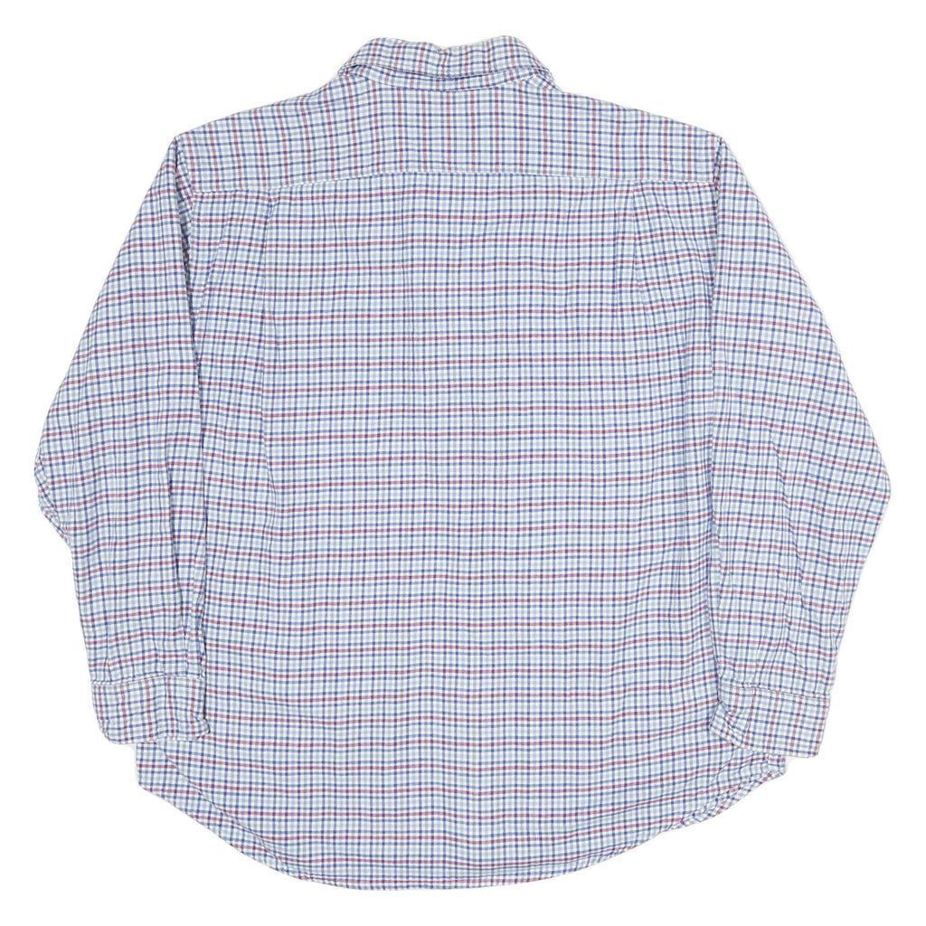 CHAPS Mens White & Blue Check Shirt XL Cotton Blend Long Sleeve Casual