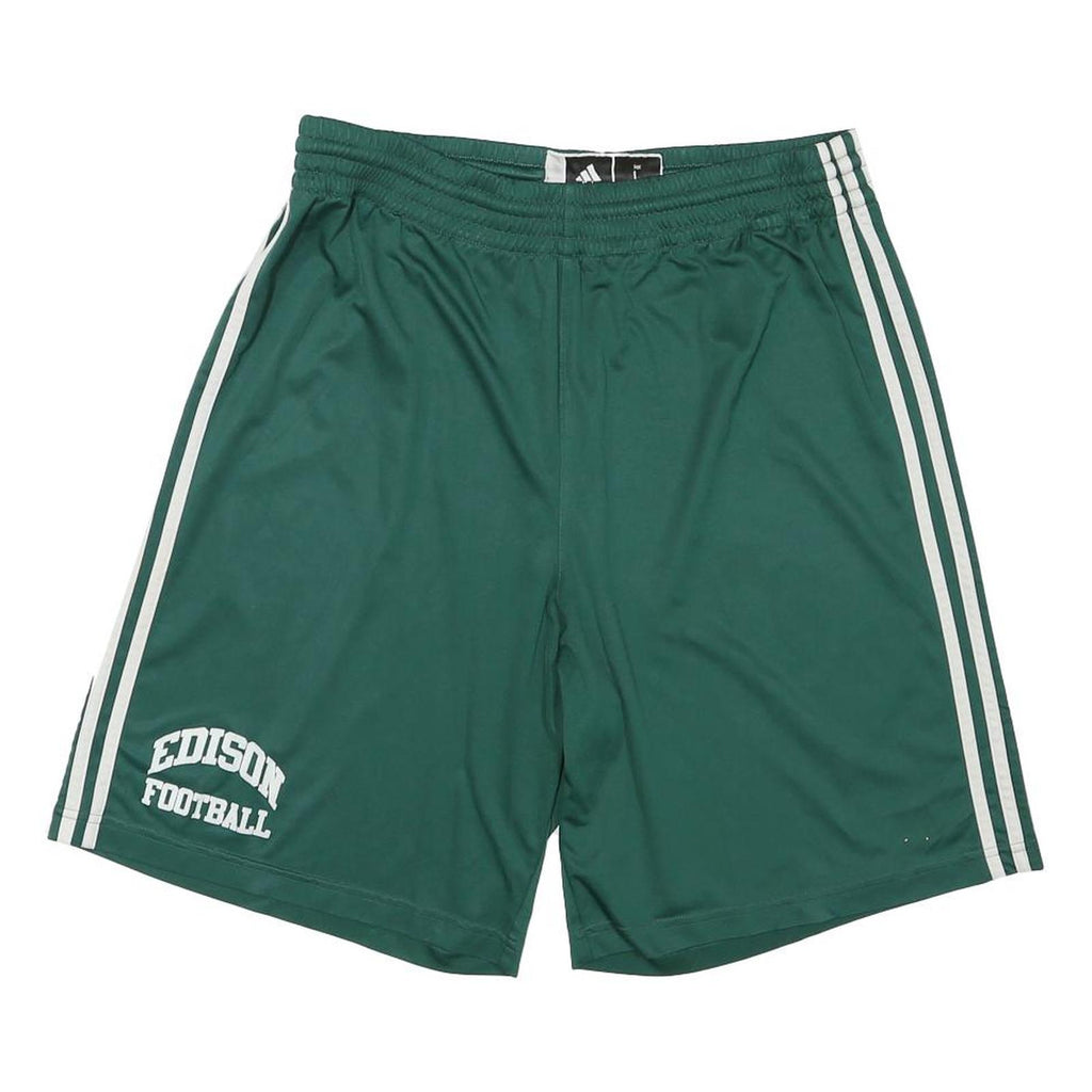 ADIDAS Mens Shorts Green & White Casual L W32 Edison Football Polyester
