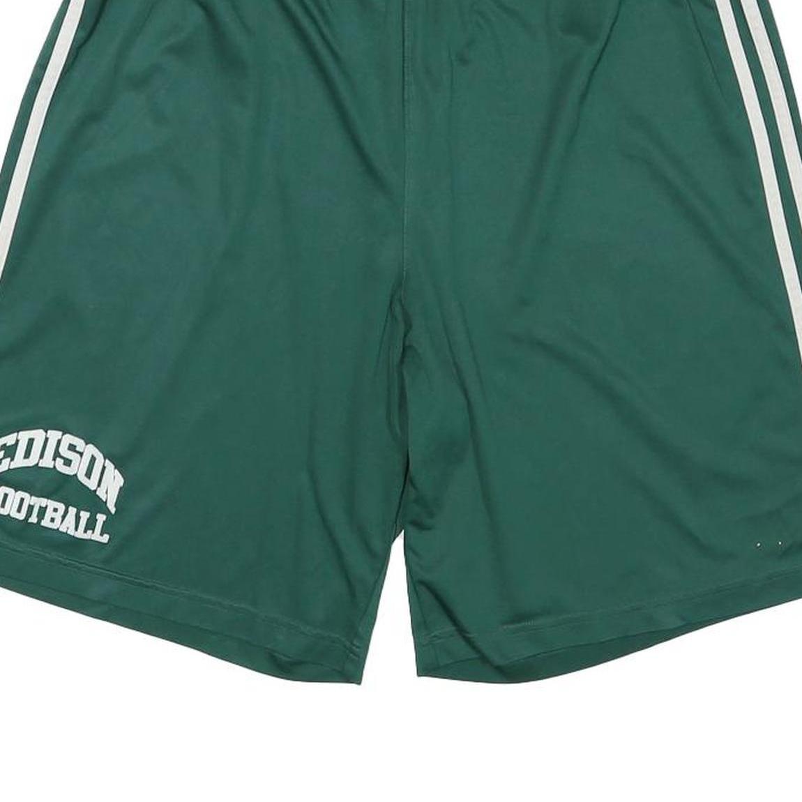 ADIDAS Mens Shorts Green & White Casual L W32 Edison Football Polyester