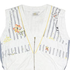 SUN SET Womens White & Grey Striped Printed Zip Jacket XL Polyester Blend Casual
