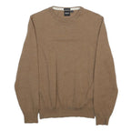 BOSS HUGO BOSS Boys Brown Plain Wool Jumper Crew Neck Basic Knit M Casual