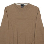 BOSS HUGO BOSS Boys Brown Plain Wool Jumper Crew Neck Basic Knit M Casual