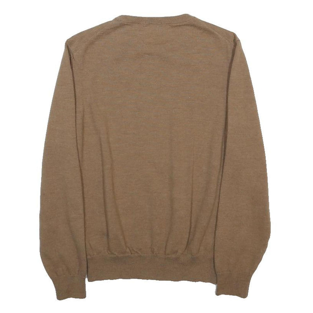 BOSS HUGO BOSS Boys Brown Plain Wool Jumper Crew Neck Basic Knit M Casual