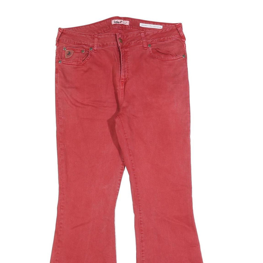 LOIS Womens Jeans Coral Red Regular Flared Denim Rinse W33 L32 Stylish