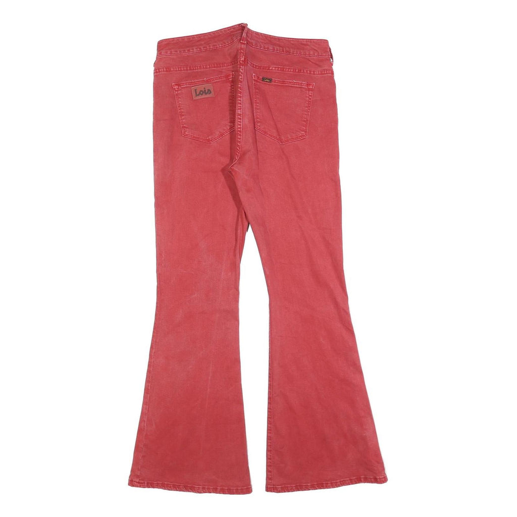 LOIS Womens Jeans Coral Red Regular Flared Denim Rinse W33 L32 Stylish