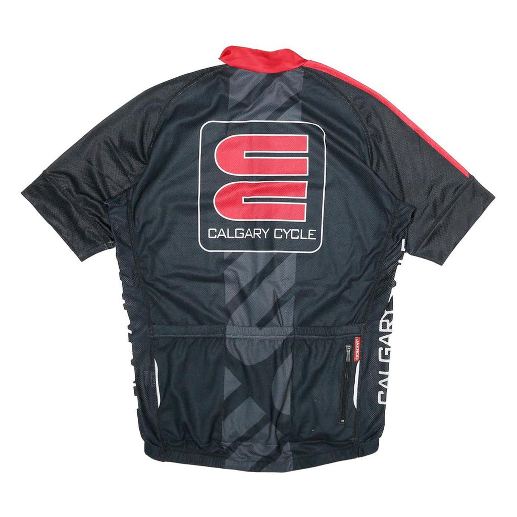 JAKROO Mens Black Red & White Calgary Cycle Cycling Jersey L Short Sleeve Zip