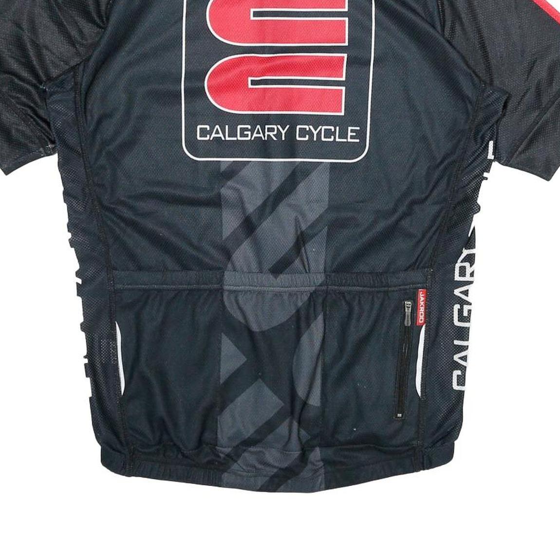 JAKROO Mens Black Red & White Calgary Cycle Cycling Jersey L Short Sleeve Zip