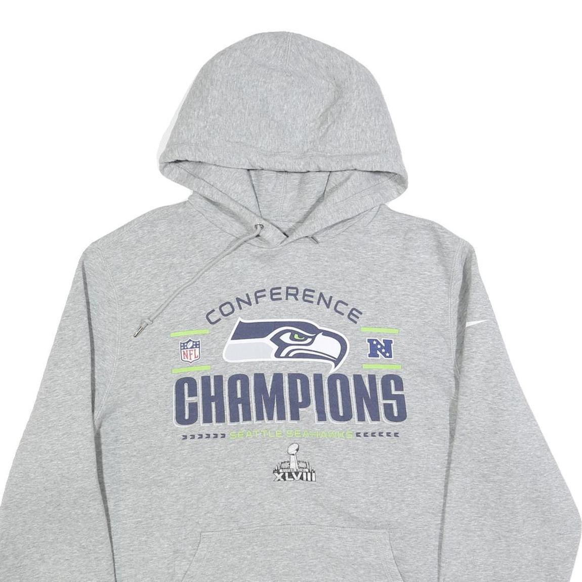 NIKE Mens Grey Conference Champions Hoodie XL NFL Football Sweatshirt