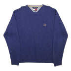 TOMMY HILFIGER Mens Blue Pullover Plain Crew Neck Basic Knit XL Cotton Sweater