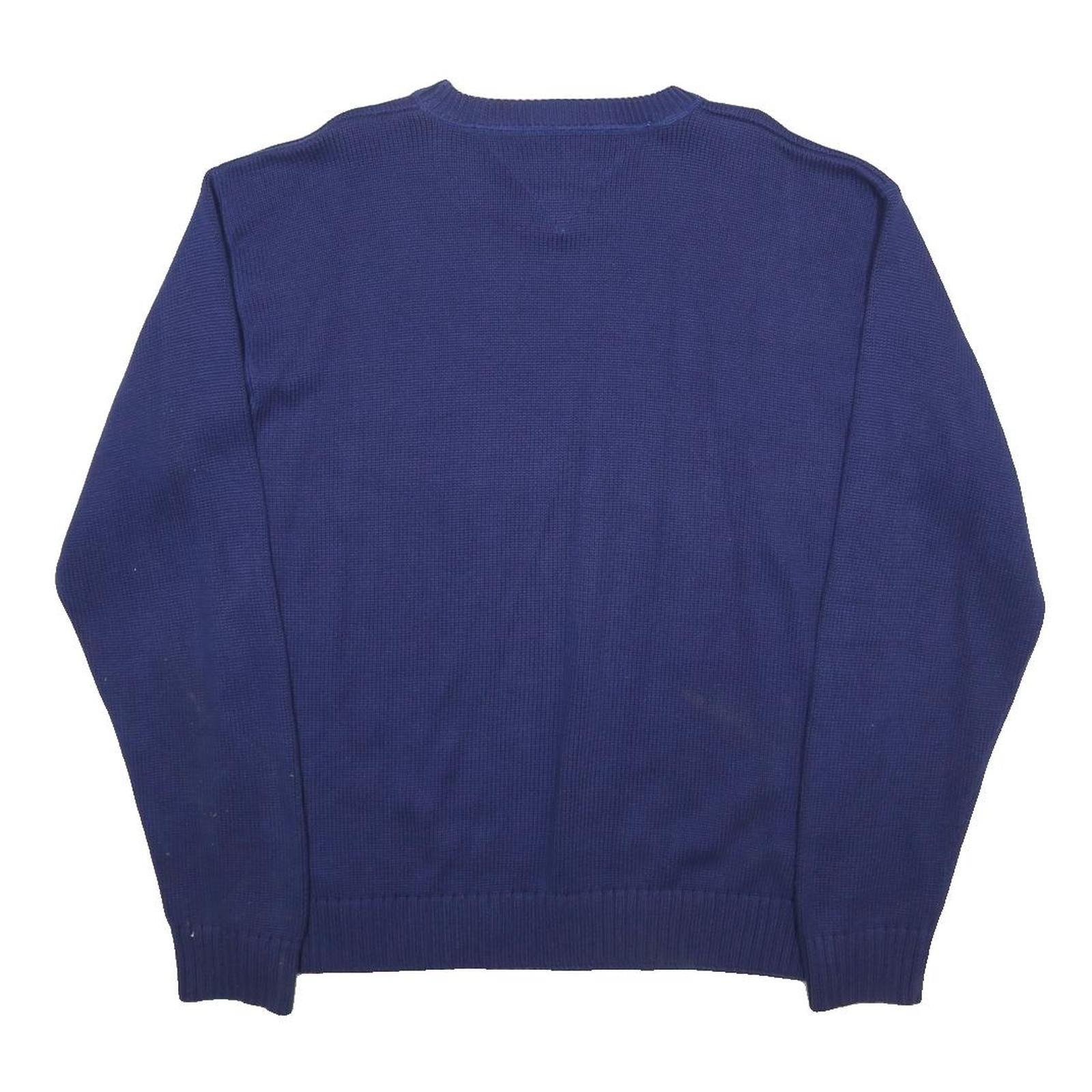 TOMMY HILFIGER Mens Blue Pullover Plain Crew Neck Basic Knit XL Cotton Sweater