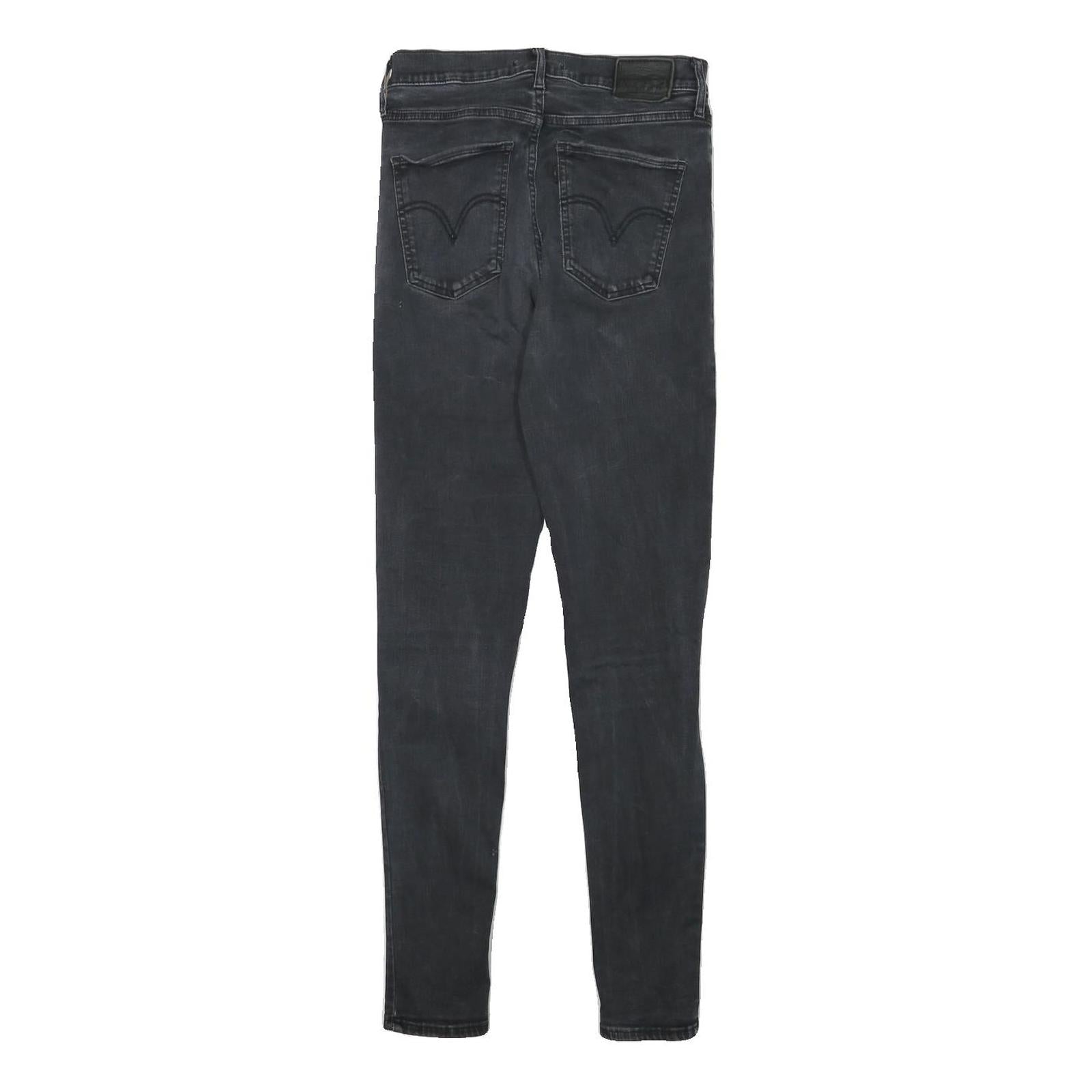 LEVI'S Womens Slim Black Denim Skinny Jeans W25 L28 Cotton Blend Zip