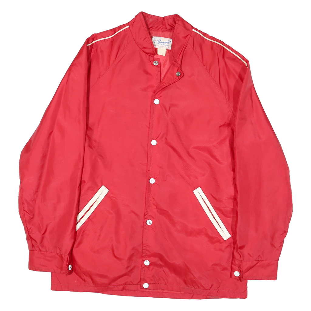 BOUWITT Mens Red & White Button Jacket L Polyester Blend Plain Northern