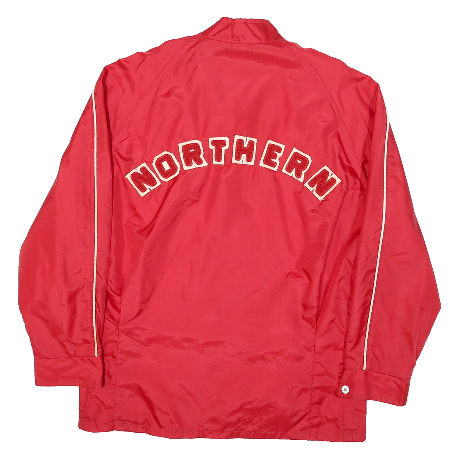 BOUWITT Mens Red & White Button Jacket L Polyester Blend Plain Northern