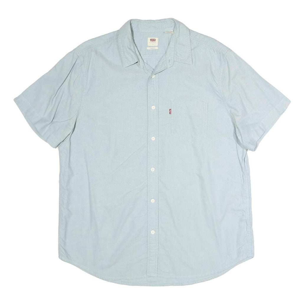 LEVI'S Mens Blue Plain Shirt L Casual Cotton Button Shirt Summer