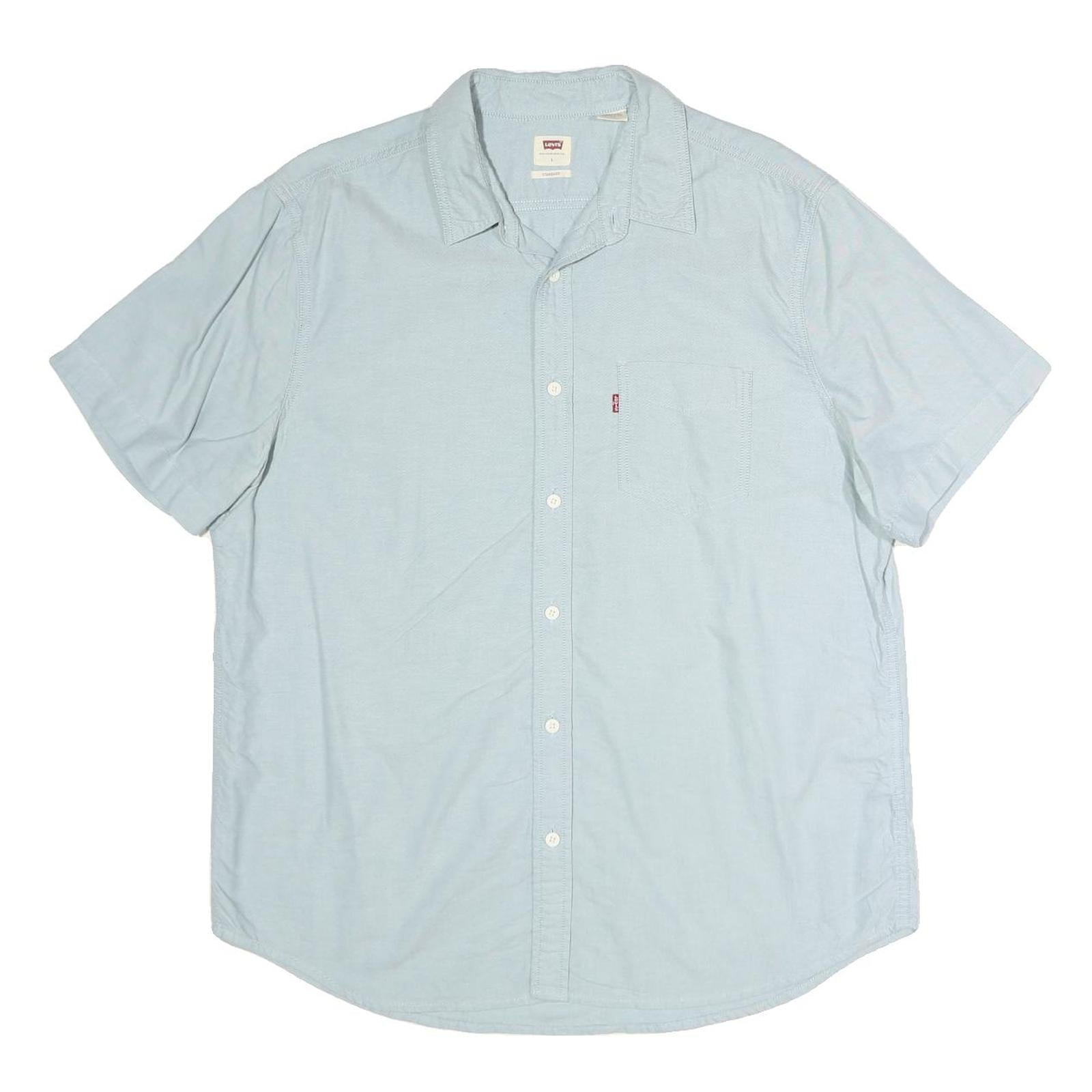 LEVI'S Mens Blue Plain Shirt L Casual Cotton Button Shirt Summer