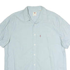 LEVI'S Mens Blue Plain Shirt L Casual Cotton Button Shirt Summer