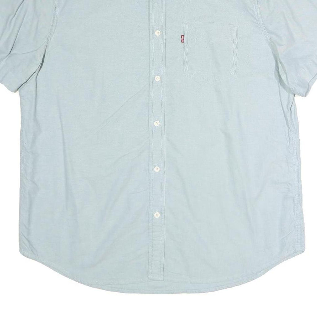 LEVI'S Mens Blue Plain Shirt L Casual Cotton Button Shirt Summer