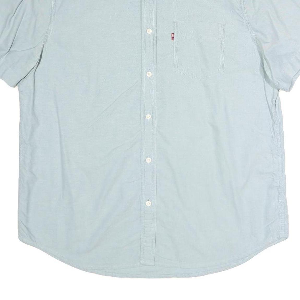 LEVI'S Mens Blue Plain Shirt L Casual Cotton Button Shirt Summer