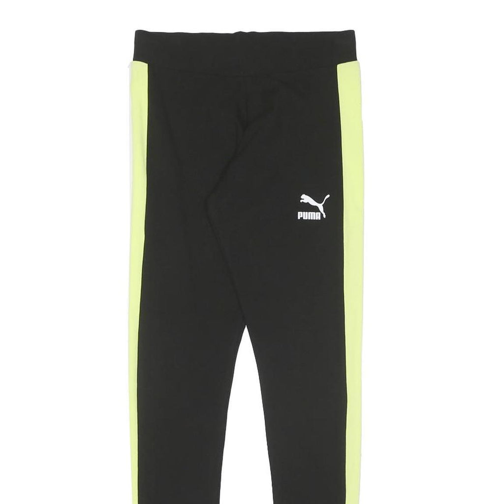 PUMA Womens Joggers Black & Yellow Slim Skinny UK 10 W24 L28 Athletic Track