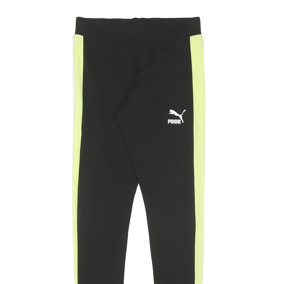 PUMA Womens Joggers Black & Yellow Slim Skinny UK 10 W24 L28 Athletic Track