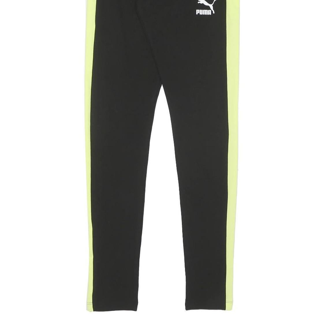PUMA Womens Joggers Black & Yellow Slim Skinny UK 10 W24 L28 Athletic Track