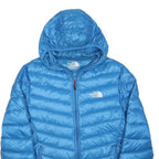 THE NORTH FACE Mens Blue Hooded Jacket 2XL Polyester Blend Zip Quilted Warm