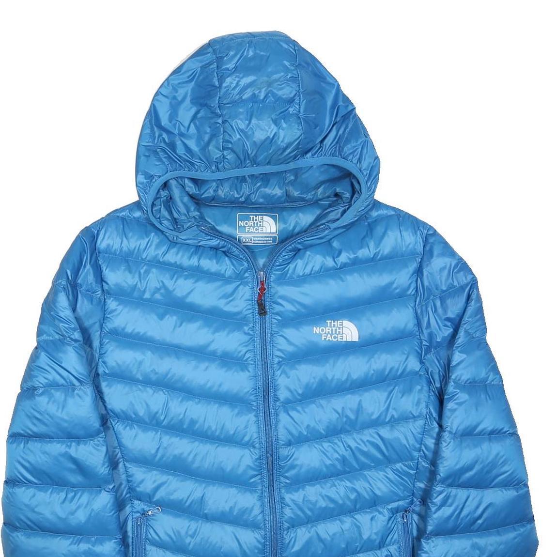 THE NORTH FACE Mens Blue Hooded Jacket 2XL Polyester Blend Zip Quilted Warm