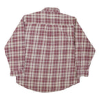 Mens Beige & Maroon Check Shirt L Cotton Blend Casual Long Sleeve
