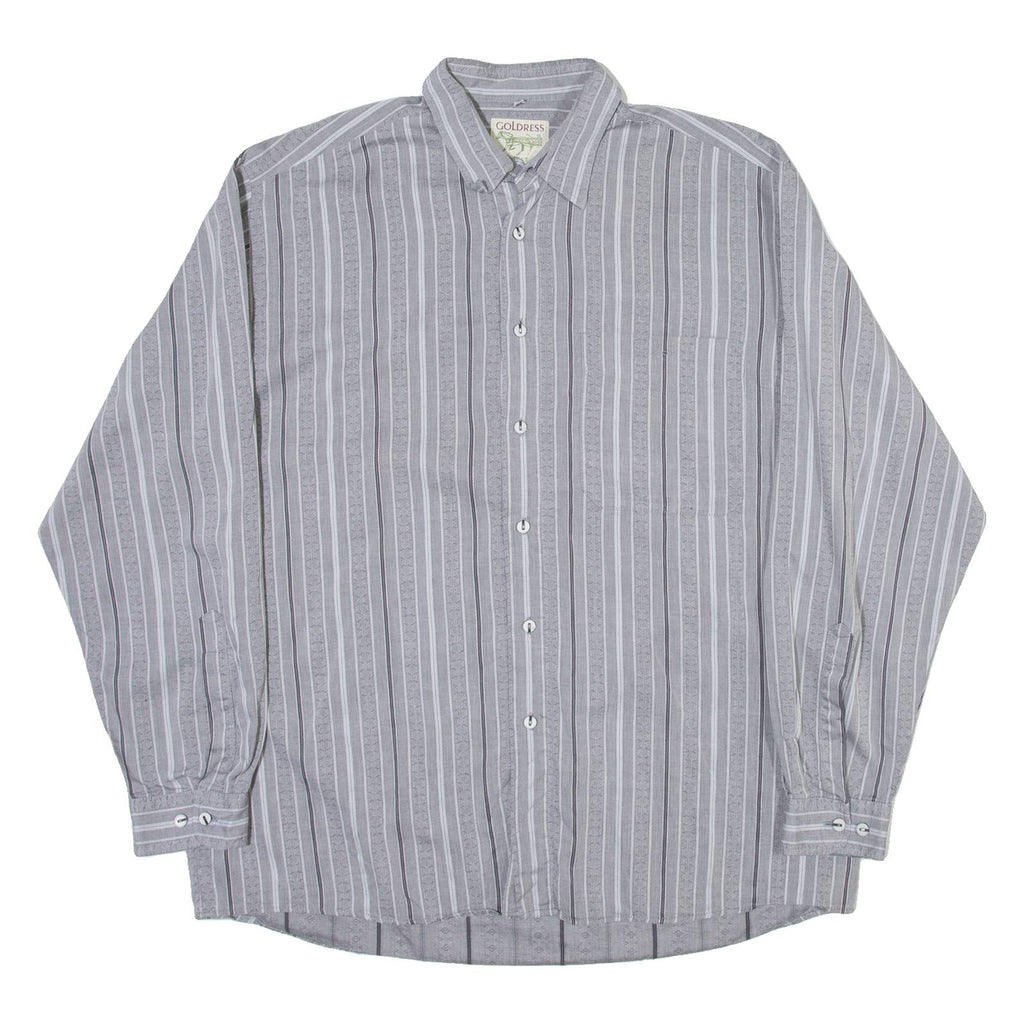 GOLDRESS Mens Shirt Grey Striped Long Sleeve L